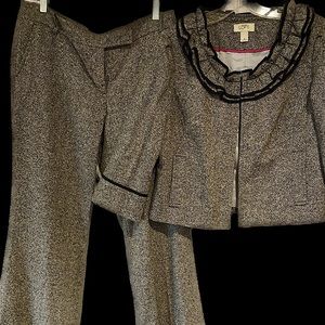 Ann Taylor LOFT wool/poly tweed jacket & pant suit